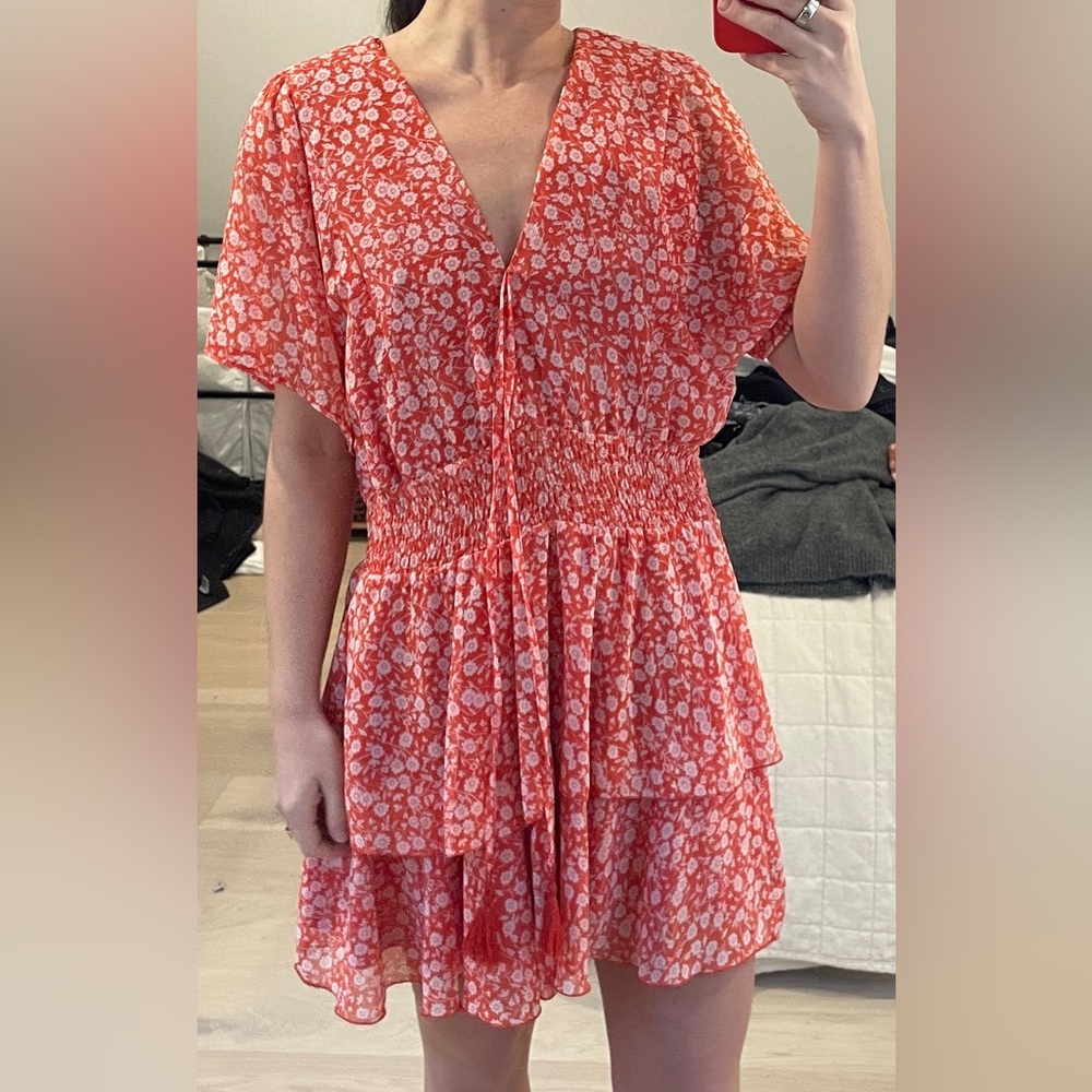 Zara Ruffled Printed Mini Dress - Picture 3 of 6